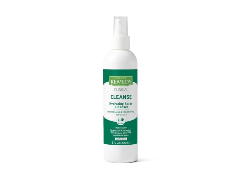 Medline Remedy Cleanse Hydrating Spray Cleanser, Vanilla Scent, 8 fl oz/236 mL