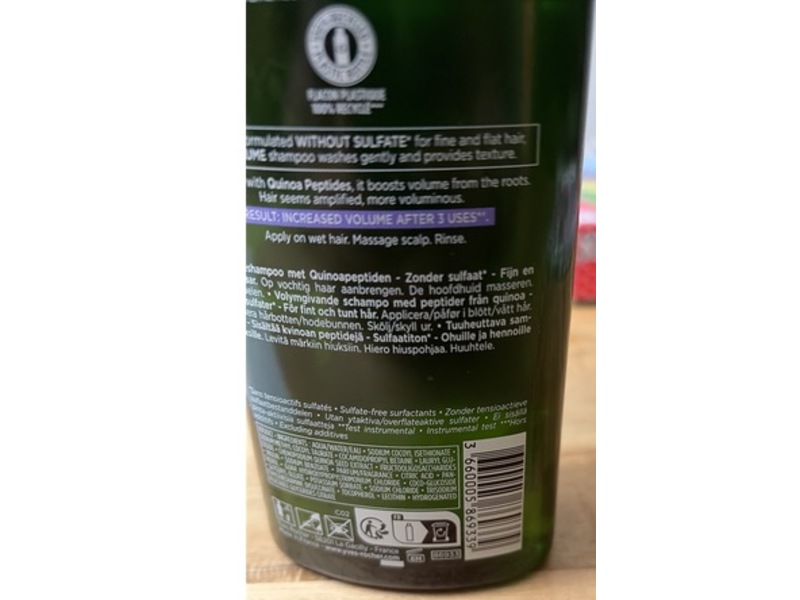 Yves Rocher Volume Plumping Shampoo, Quinoa Peptides, 10.1 fl oz/300 mL