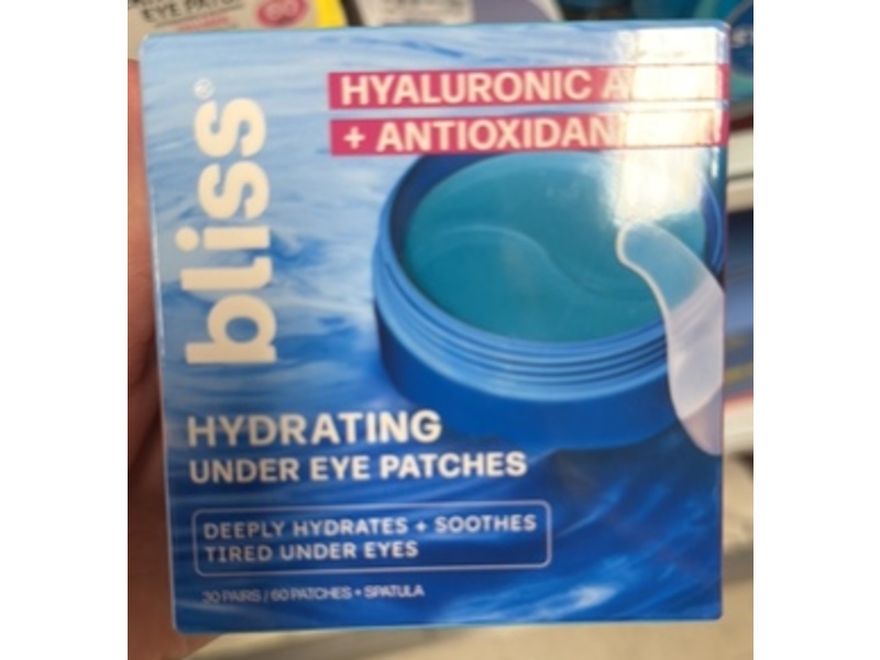 Bliss Hydrating Under Eye Patches, Hyaluronic Acid + Antioxidant, 30 Pairs