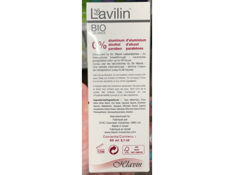 Lavilin 48h Roll On Deodorant, 2.1 oz/60 mL