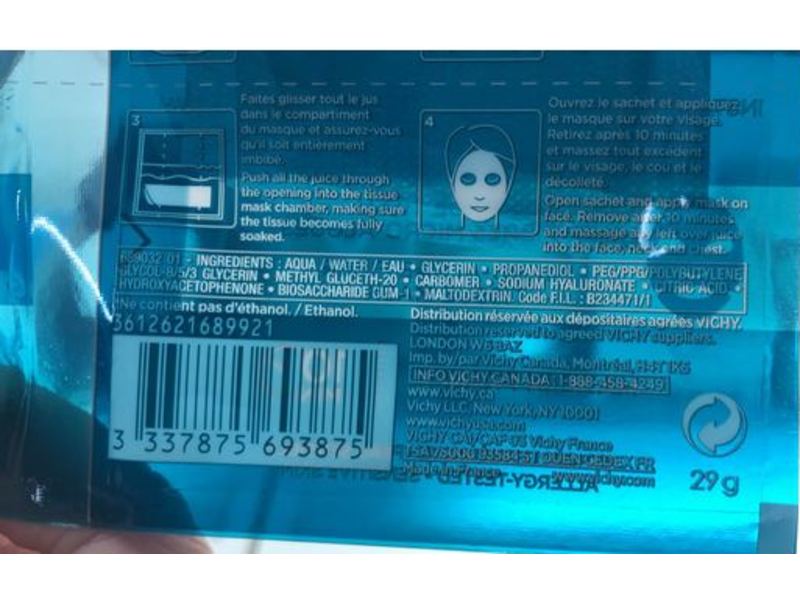 Vichy Laboratories Mineral 89 Fortifying Recovery Mask, 29 g