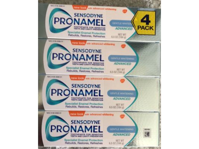 Sensodyne Pronamel Advanced Toothpaste, Gentle Whitening, 6.5 oz/184 g, Pack Of 4