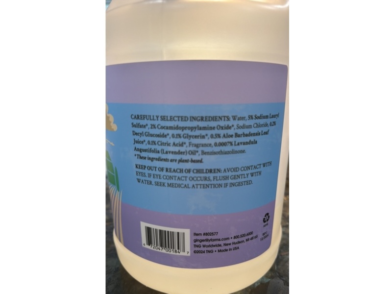 Ginger Lily Farms Botanicals Plant-Based Liquid Dish Soap, Lavender Chamomile, 128 fl oz