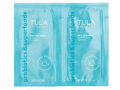 Tula Skincare The Cult Classic Facial Cleanser + 24-7 Moisture, 0.06 fl oz/2 mL