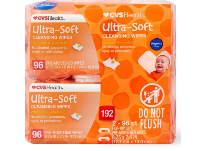 CVS Health Ultra-Soft Cleansing Wipes, 96 Count, Pack Of 2