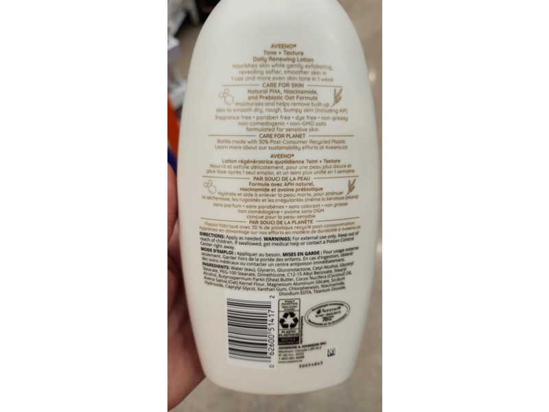 Aveeno Tone + Texture Daily Renewing Lotion, 18 fl oz/532 mL