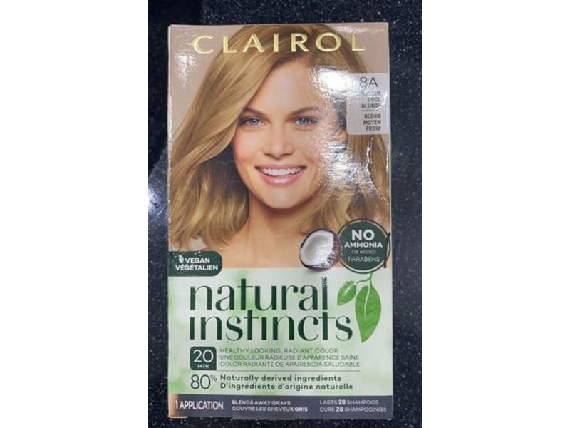 Clairol Natural Instincts Non-Permanent Hair Color, 8A Medium Cool Blonde, 1 Application