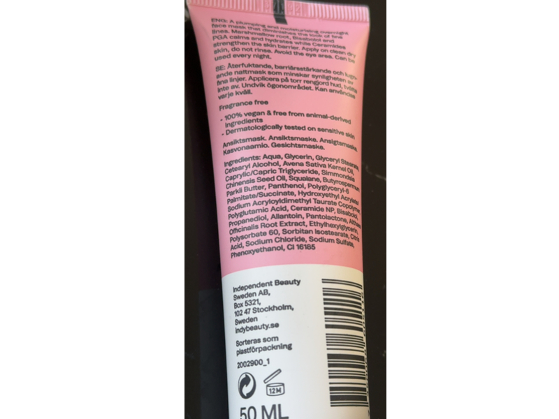 Indy Beauty Moisture Night Mask, Marshmallow, 50 mL