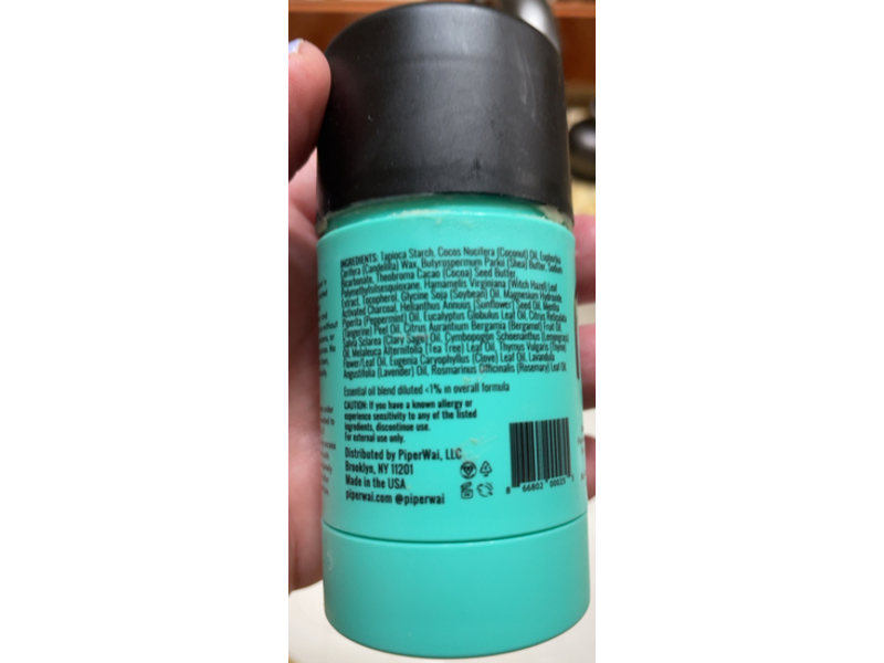 Piperwai Deodorant Stick, Activated Charcoal, 1.7 oz/50 g