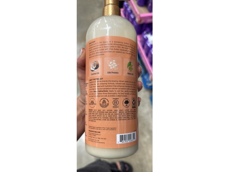 SheaMoisture Curl & Shine Shampoo, Coconut + Hibiscus, 34 fl oz/1 L