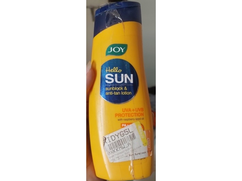 Joy Hello Sunblock & Anti-Tan Lotion, SPF 20 PA++, Raspberry Seed Oil, 200 mL