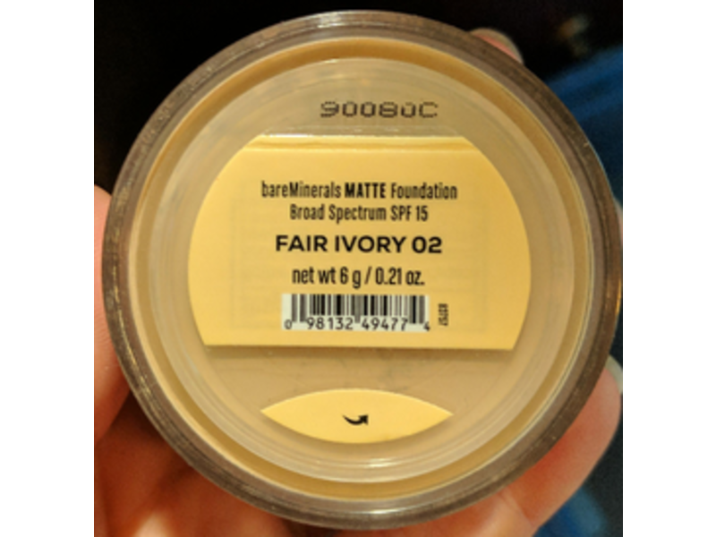 Bareminerals Matte Foundation, SPF 15, Fair Ivory 02, 0.21 oz/6 g