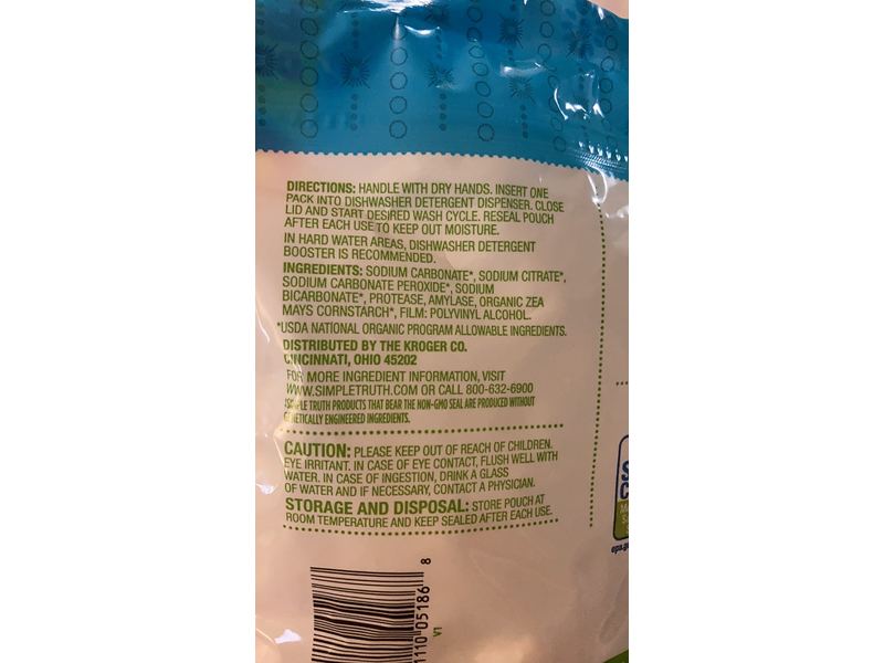 Simple Truth Dishwasher Detergent Packs, Free & Clear, 45 Packs