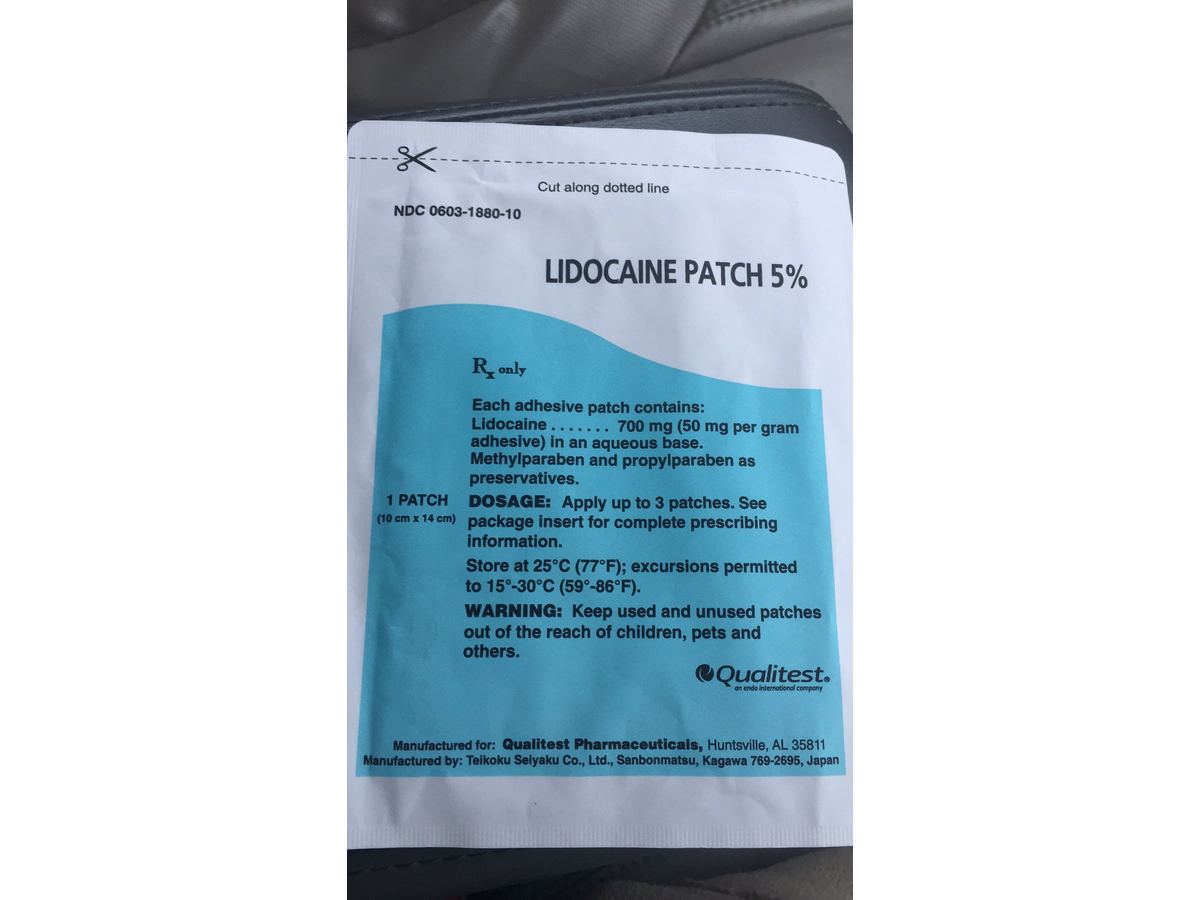 Lidocaine Patch 5 (RX), 1 Patch, Qualitest Ingredients and Reviews