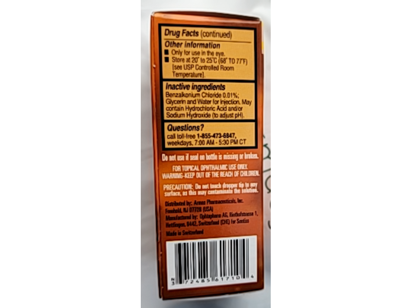 Armas Itch Relief Antihistamine Eye Drops, 0.17 fl oz/5 mL