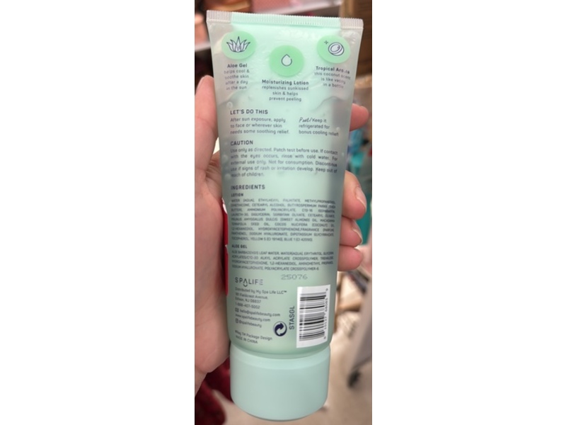 SpaLife 2 In 1 Formula After-Sun-Gel Lotion, Aloe Vera & Coconut Oil, 7.05 fl oz/200 mL, 2 Pack
