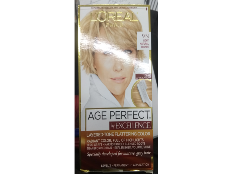 L'Oreal Paris Age Perfect By Excellence Permanent Hair Color, 9N Light Natural Blonde, 1 Application