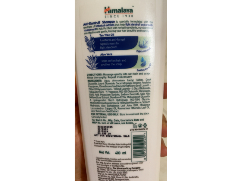 Himalaya Anti Dandruff Shampoo, Tea Tree, 400 mL