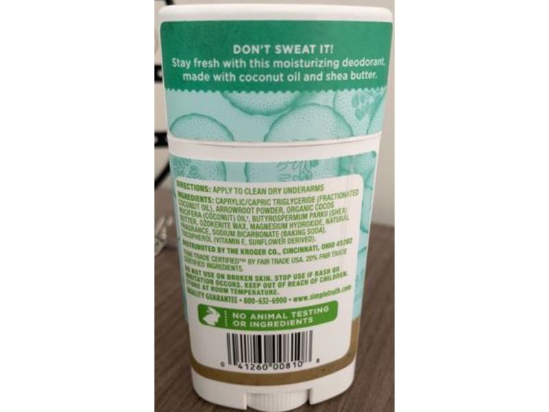 Simple Truth Aluminum Free Deodorant, Cucumber Mint, 2.25 oz/64 g