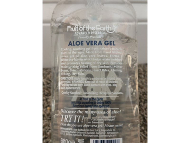 Fruit of The Earth Aloe Vera Gel, 24 oz/ 680 g