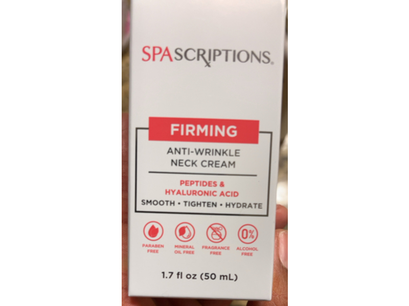SpaScriptions Firming Anti - Wrinkle Neck Cream, Peptides & Hyaluronic Acid, 1.7 fl oz/50 mL