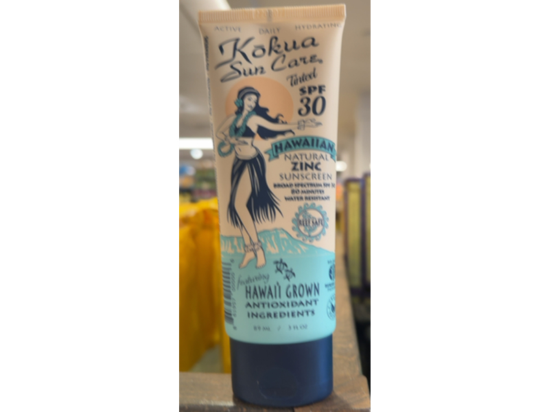 Kokua Sun Care Hawaiian Natural Zinc Tinted Sunscreen, SPF 30, 3 fl oz/89 mL