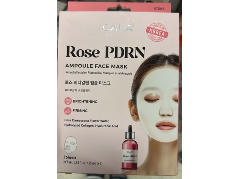 Cala Ampoule Face Mask, Rose PDRN, 0.84 fl oz/25 mL, 5 Sheets