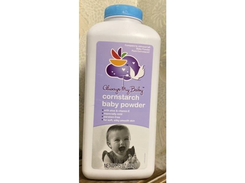 Always My Baby Cornstarch Baby Powder, Aloe & Vitamin E, 15 oz/425 g