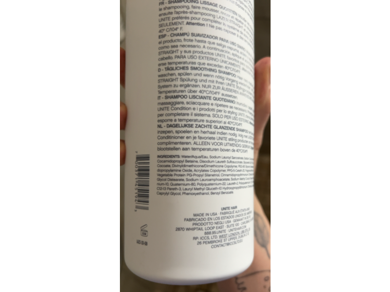 Unite Hair Lazer Straight Shampoo, 33.8 fl oz/1 L