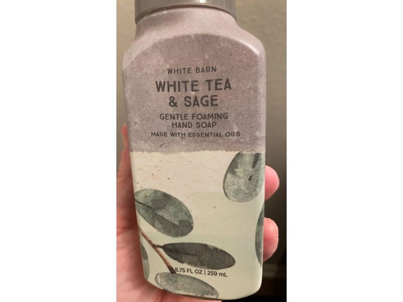 Bath & Body Works White Tea & Sage GF Hand Soap 2-Pack Gray with Green Leaves