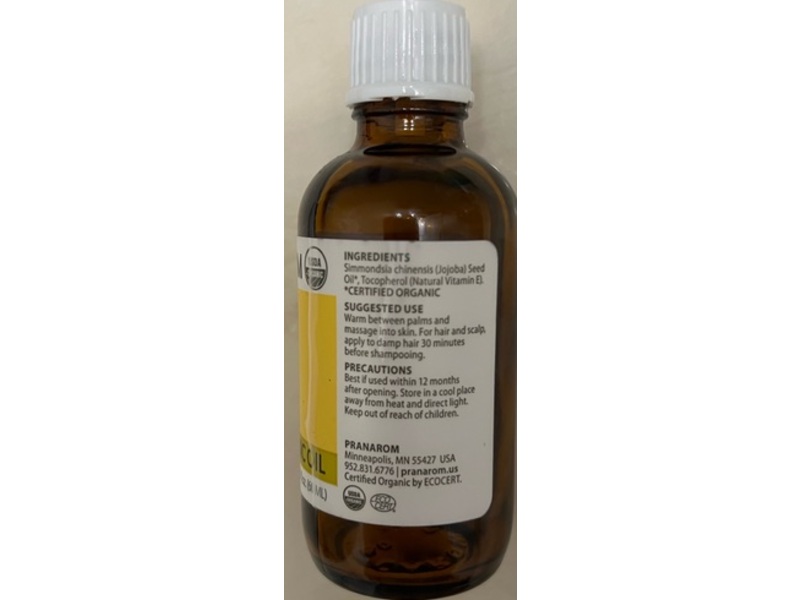 Pranarom Organic Oil, Jojoba, 2 fl oz/60 mL