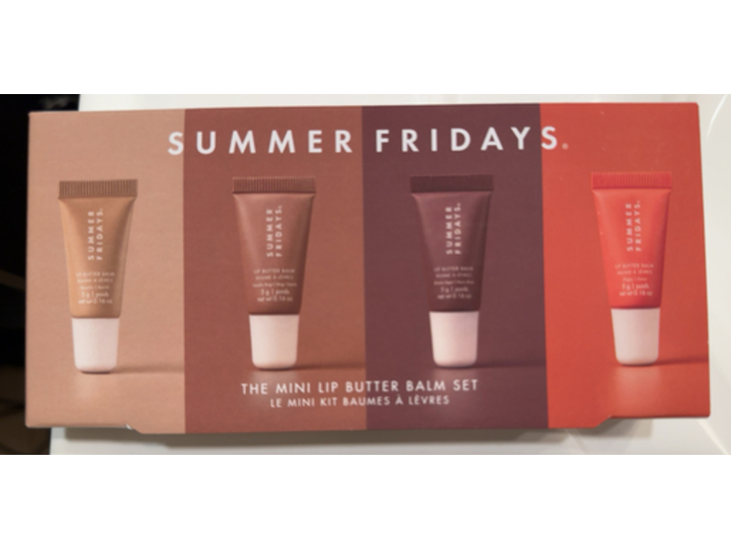 Summer Fridays The Mini Lip Butter Balm Set, Brown Sugar, Poppy, Vanilla Beige, Vanilla, 0.16 oz/5 g