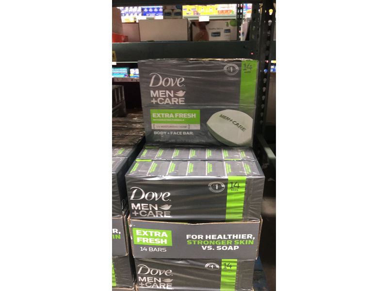 Dove Men + Care Bar Soap, Extra Fresh, 3.75 oz/106 g (14 count)