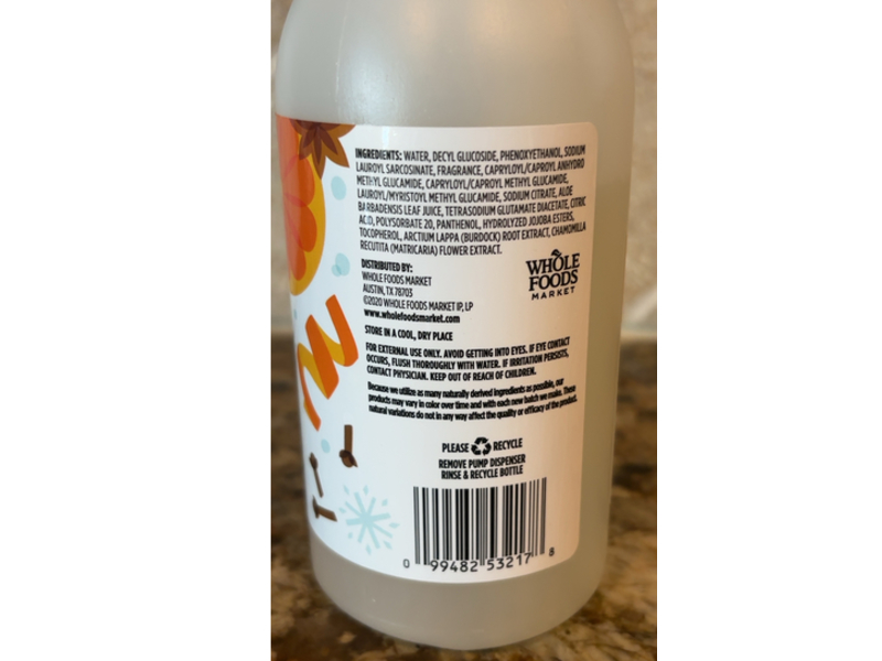 360 Whole Foods Market Foaming Scented Hand Soap, Spiced Citrus, 12 fl oz/355 mL