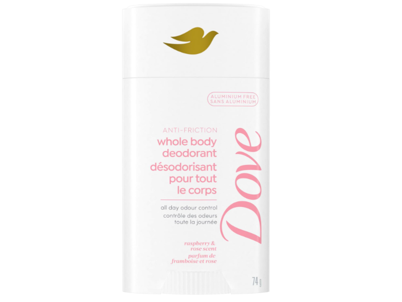 Dove Anti-Friction Whole Body Deodorant, Raspberry & Rose Scent, 74 g