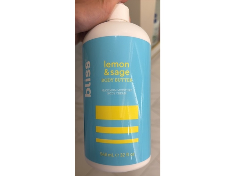 Bliss Body Butter Maximum Moisture Body Cream, Lemon & Sage, 32 fl oz/946 mL