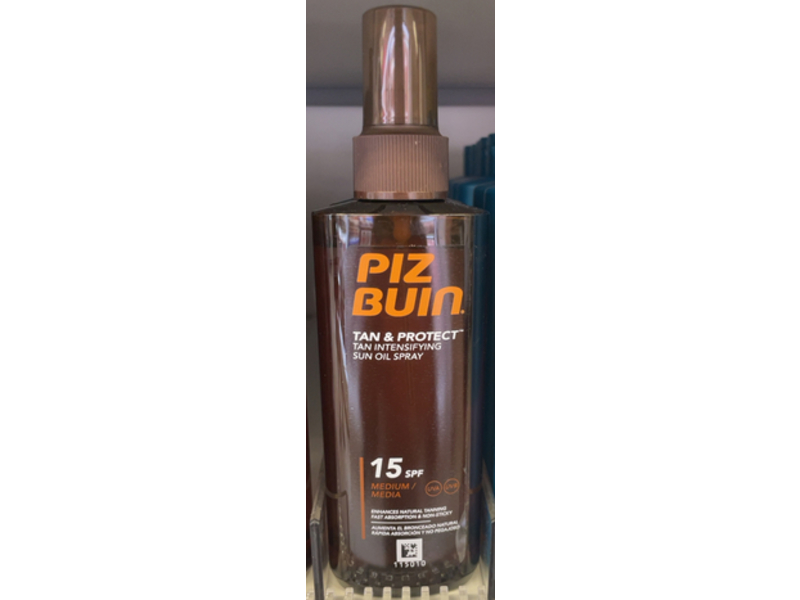 Piz Buin Tan & Protect Intensifying Sun Oil Spray, Medium, SPF 15, 150 mL