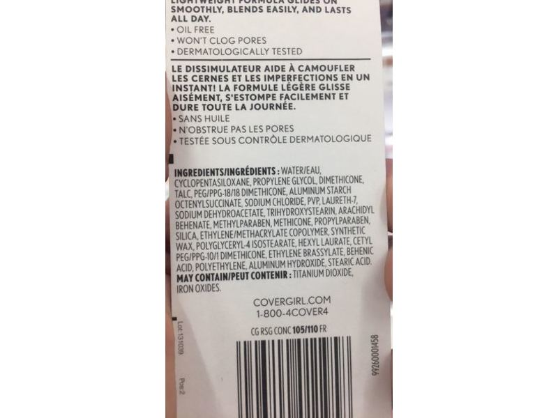 CoverGirl Ready Set Gorgeous Fresh Complexion Concealer, Fair 105/110, 0.37 oz/11 mL.