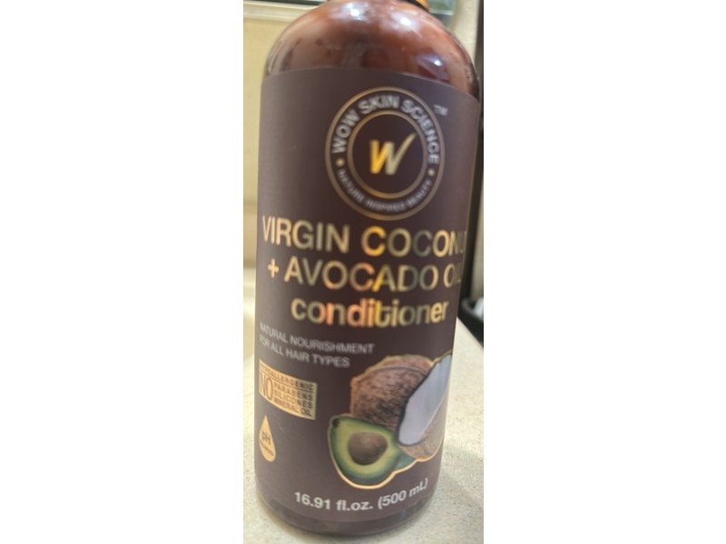 Wow Skin Science Natural Nourishment Conditioner, Virgin Coconut + Avocado Oil, 16.91 fl oz/500 mL