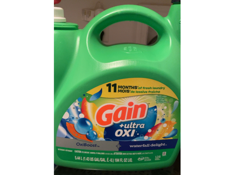 Gain + Ultra Oxi Boost Detergent, Waterfall Delight, 128 loads, 184 fl oz/5.44 L