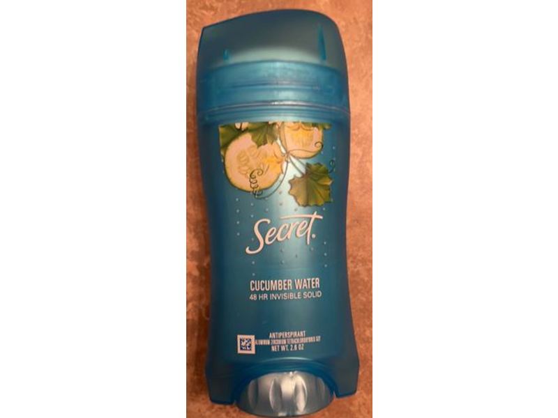 Secret Invisible Solid Antiperspirant, Cucumber Water, 2.6 oz