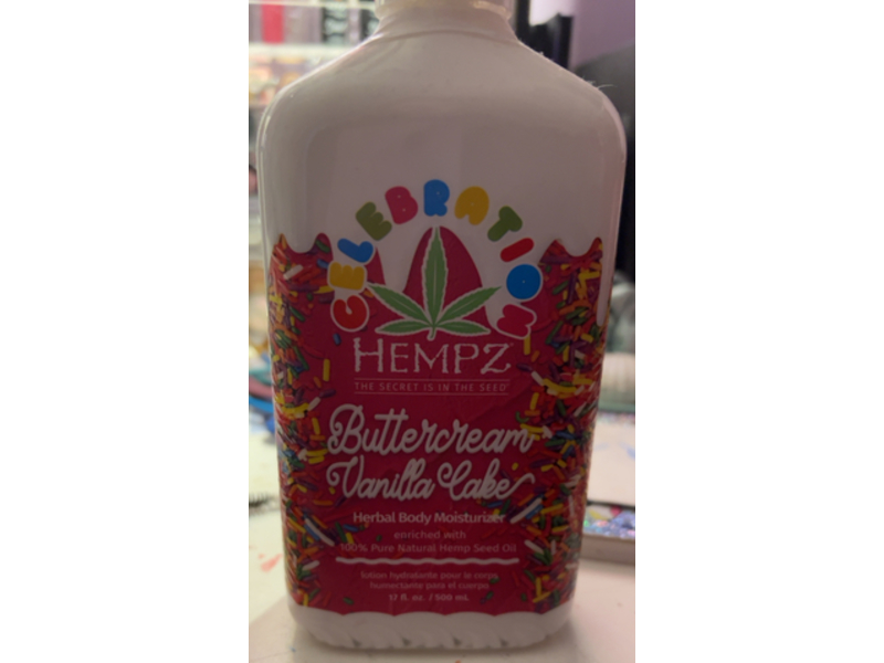 Hempz Celebration Buttercream Vanilla Cake Herbal Body Moisturizer, 17 fl oz/500 mL