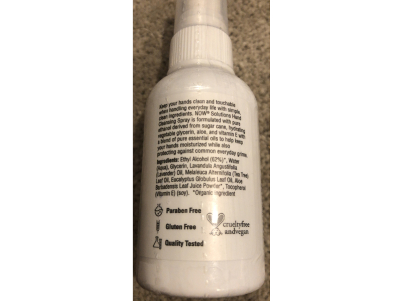 NOW Solutions Hand Cleansing Spray, Lavender + Tea Tree, 2 fl oz/59 mL