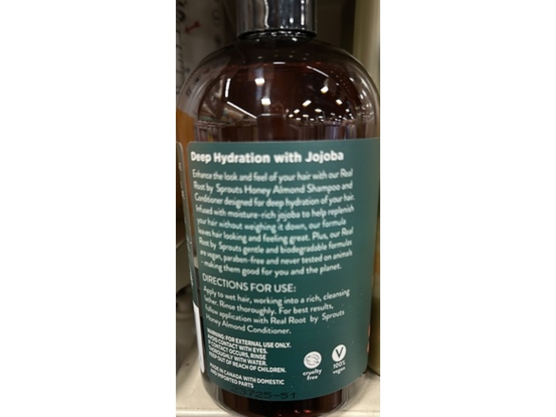 Real Root Sprouts Deep Hydration Jojoba Shampoo, Honey Almond, 18 fl oz/473 mL