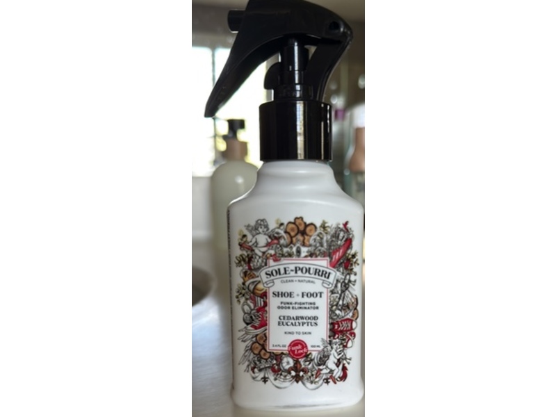 Sole-Pourri Shoe + Foot Funk-Fighting Odor Eliminator, Cedarwood Eucalyptus, 3.4 fl oz/100 mL