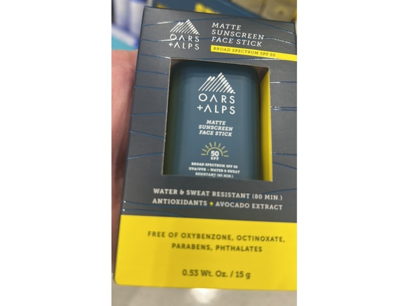 Oars + Alps Matte Face Sunscreen Face Stick, SPF 50 Antioxidants + Avocado Extract, 0.53 oz/15 g