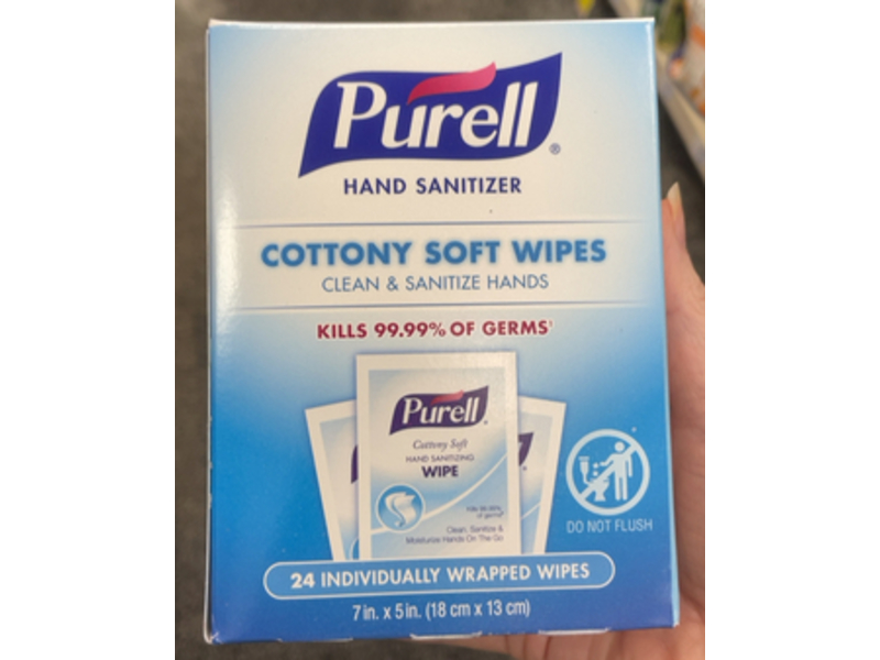 Purell Hand Sanitizer Wipes, Cottony Soft, 24 Count, Pack Of 4