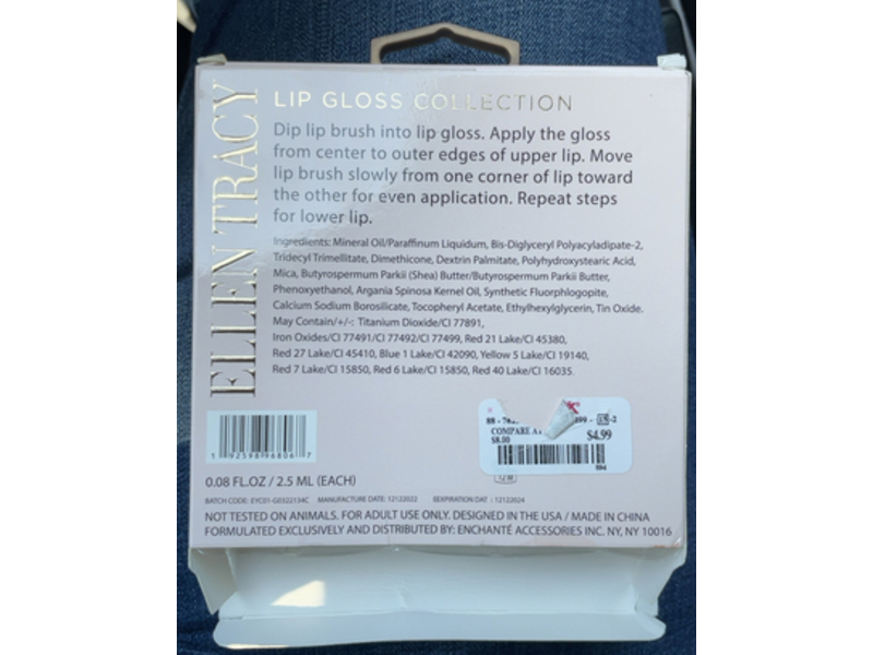 Ellen Tracy Color Lip Gloss, Sandy Nudes, 0.08 fl oz/2.5 mL, Pack Of 5