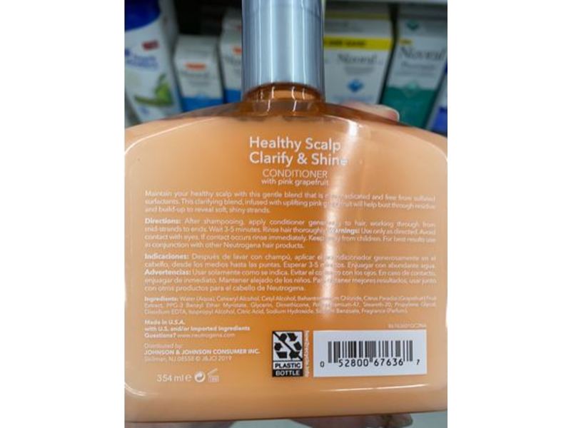 Neutrogena Healthy Scalp Clarify & Shine Conditioner, Pink Grapefruit, 12 fl oz/354 mL
