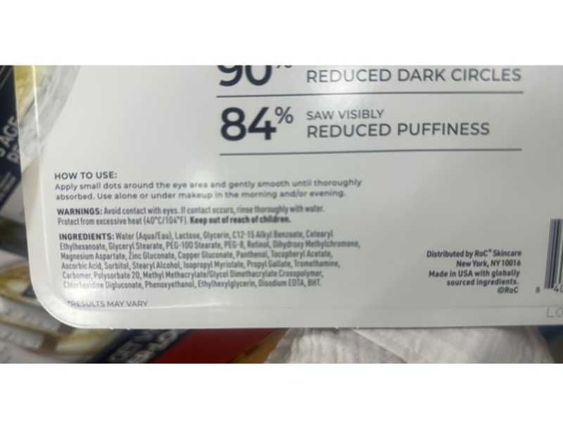 Roc Retinol Correxion Line Smoothing Eye Cream, 0.5 fl oz/15 mL, Pack Of 2